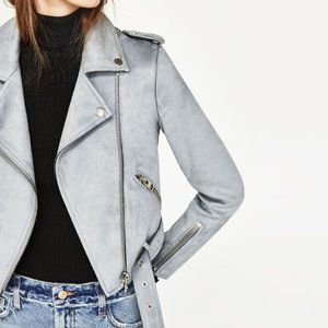 Blue Suede Moto Jacket